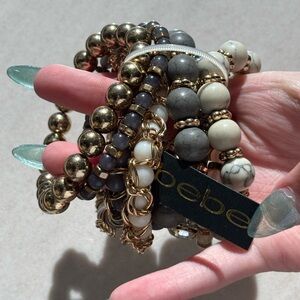 bebe Gold and Gray Beaded Bracelet Collection